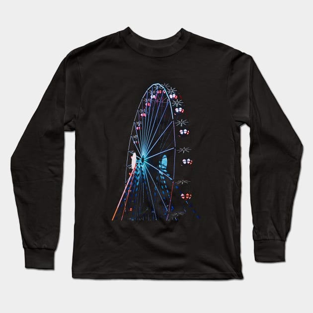 Ferris wheel Minimal Neon Style Long Sleeve T-Shirt by enchantingants